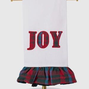 Festive Joy Hand Towel with Red Plaid Ruffle